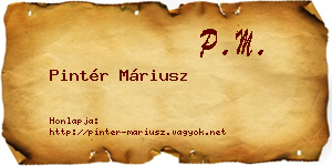 Pintér Máriusz névjegykártya